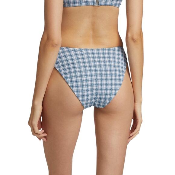 JONATHAN SIMKHAI Francesca Seersucker Bikini Bottom In Adriatic Plaid - Picture 3 of 10